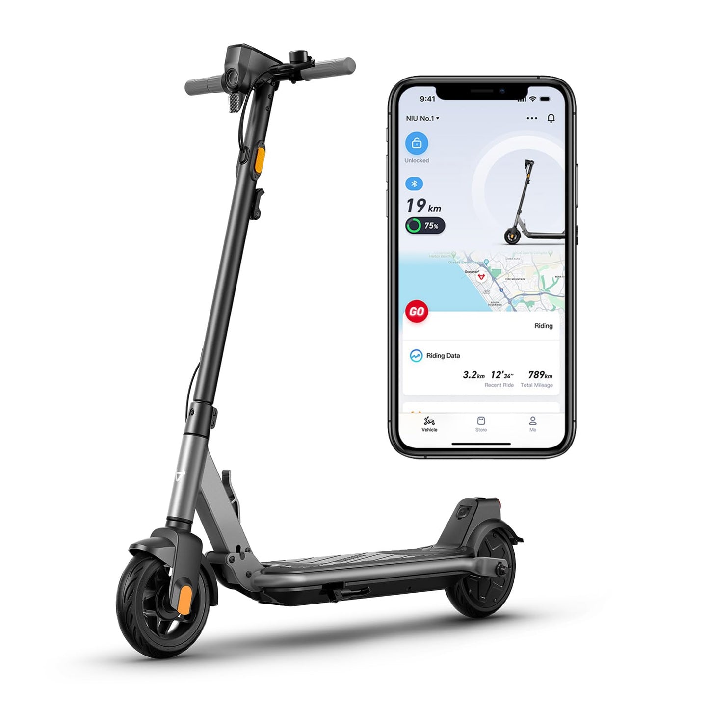 NIU KQi1 Pro Electric Scooter for Adults - 250W Power, 14 Miles Range, Max Speed 15.5MPH, 8.5'' Solid Tires, Dual Brakes, Portable Folding Commuting E Scooter, UL Certified