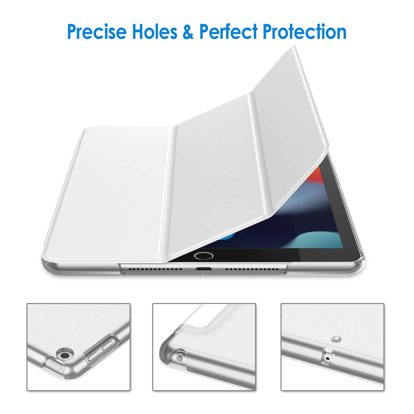 Jetech Case For Ipad 10.2-Inch (2021/2020/2019 Model, 9/8/7 Generation), Auto Wake/Sleep Cover (White)