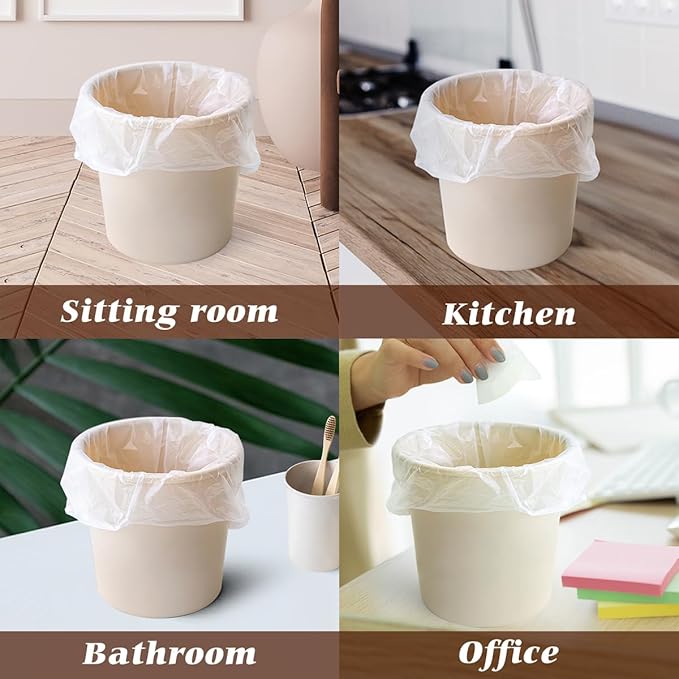 Teivio 1 Gallon 300 Counts Strong Clear Trash Bags Garbage Bags,Mini Waste Basket Liners,Tiny Bathroom Trash Can Bin Liners,Small Plastic Bags for Home Office Kitchen Car Bedroom Dog waste Baby Diaper