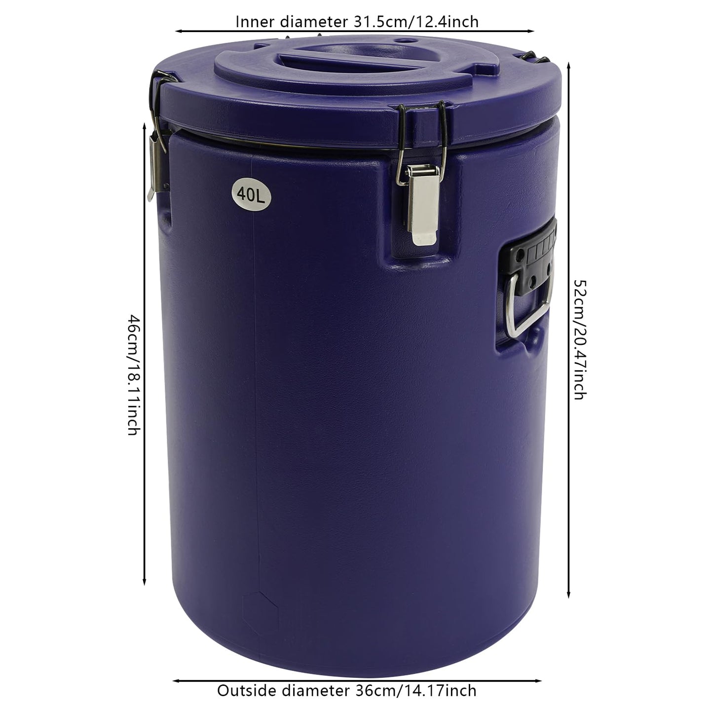 Commercial Insulated Food Container, 42QT/10.6Gal Insulated Soup Container Bucket Commercial Food Warmer Insulation Barrel for Hot or Cold Food for Restaurant, Canteen, Home (Blue)