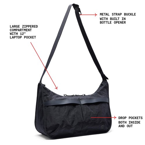 Chrome Industries Yoyogi Messenger, Crossbody Bag for Men and Women – Large Zippered Main Access, Metal Buckle, Laptop Pocket – Black
