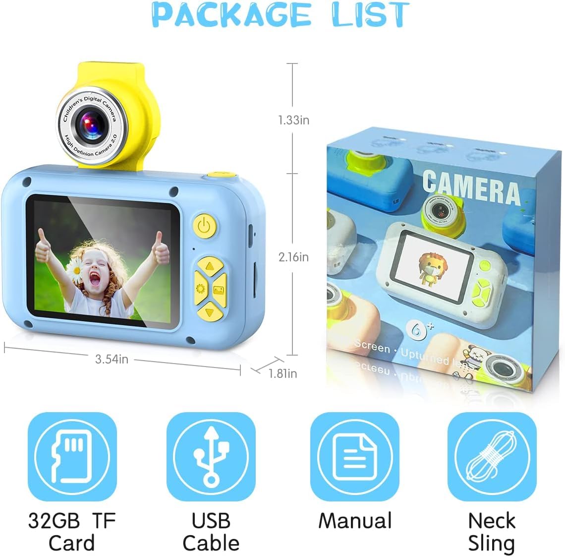 ARNSSIEN Kids Camera, Toddler Kid Digital Camera with 180°Flip Lens & 2.4in IPS Screen, Birthday Festival Gifts Present Toy for 4 5 6 7 8 9 10 11 Year Old Girls/Boys, 32 GB Card Included, X101