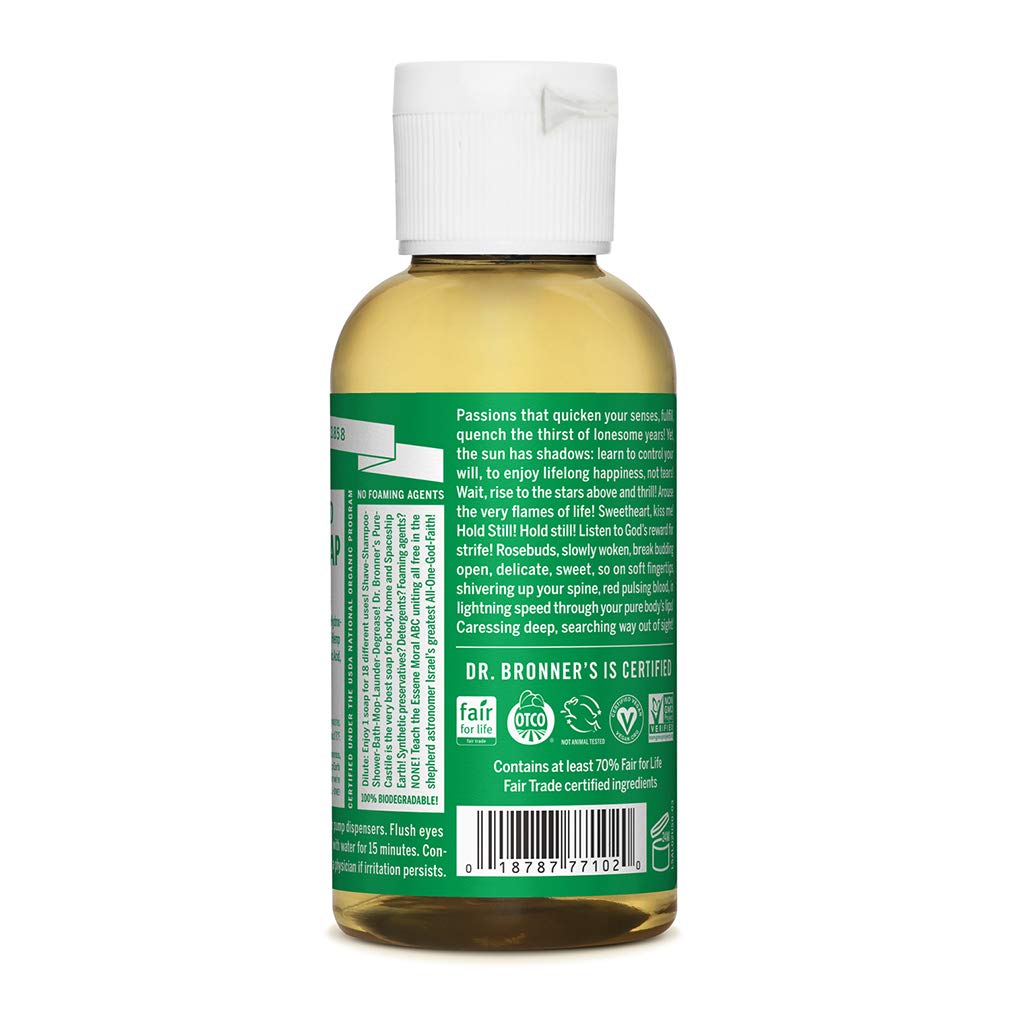 Dr. Bronner 's - Pure-Castile Liquid Soap (Almond, Travel Size, 2 ounce) - Made with Organic Oils, 18-in-1 Uses: Face, Body, Hai