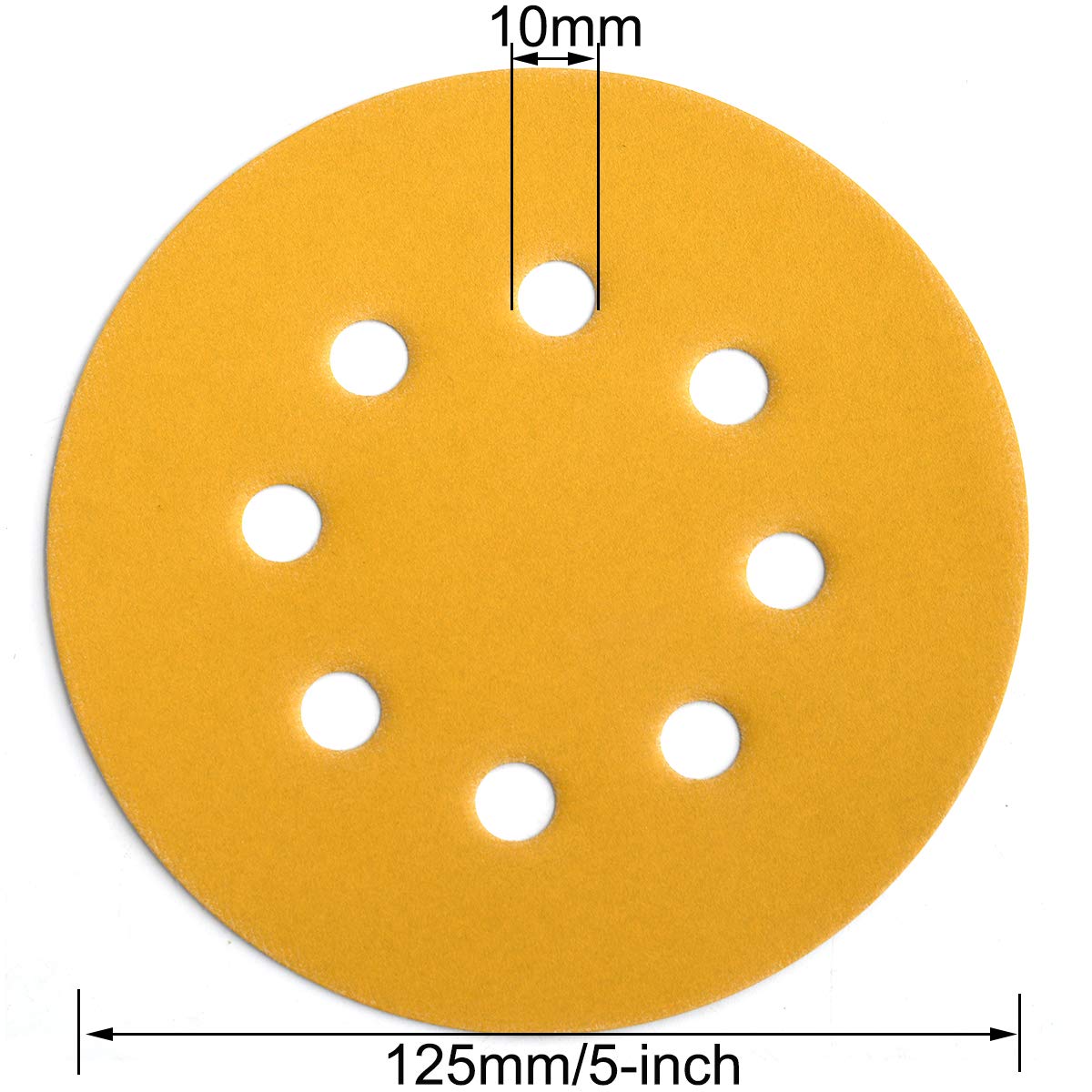5-Inch 8-Hole Hook and Loop Sanding Discs 600-Grit Random Orbit Sandpaper, 100-Pack