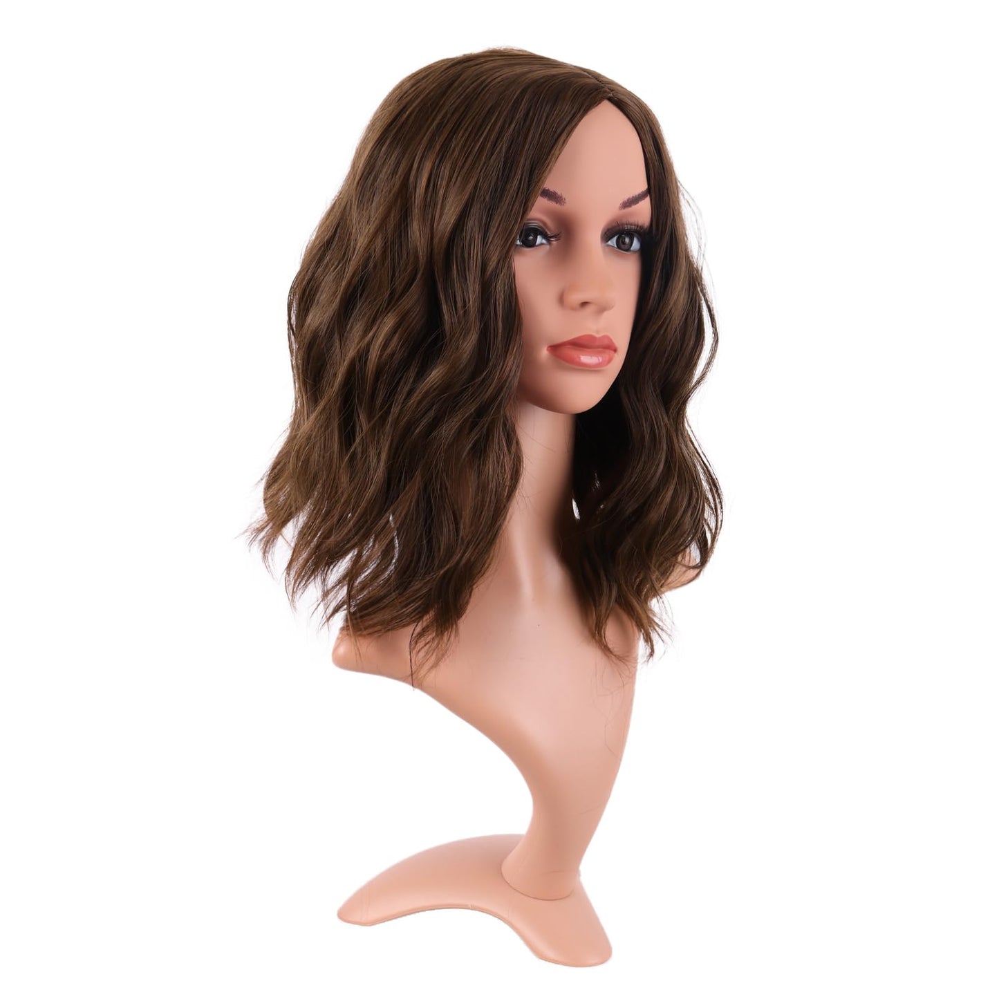 MapofBeauty 14 Inch/35 cm Bob Wavy Short Curly Body Wave Cosplay Anime Synthetic Hair Party Wig (Brown)