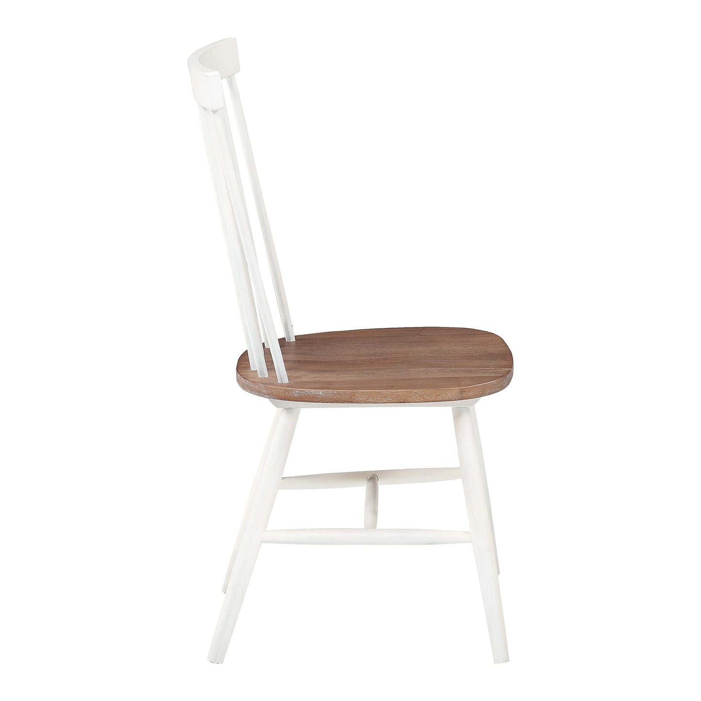 OSP Home Furnishings Eagle Ridge Traditional Windsor Style Solid Wood Dining Chairs 2-Pack, Cream