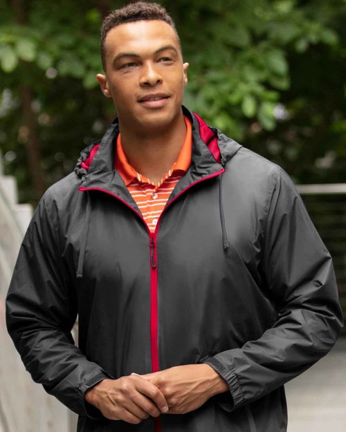 Vantage Apparel Men's Collegiate Premium Lightweight Packable Hooded Wind Jacket, Ohio State Buckeyes, Red, Large