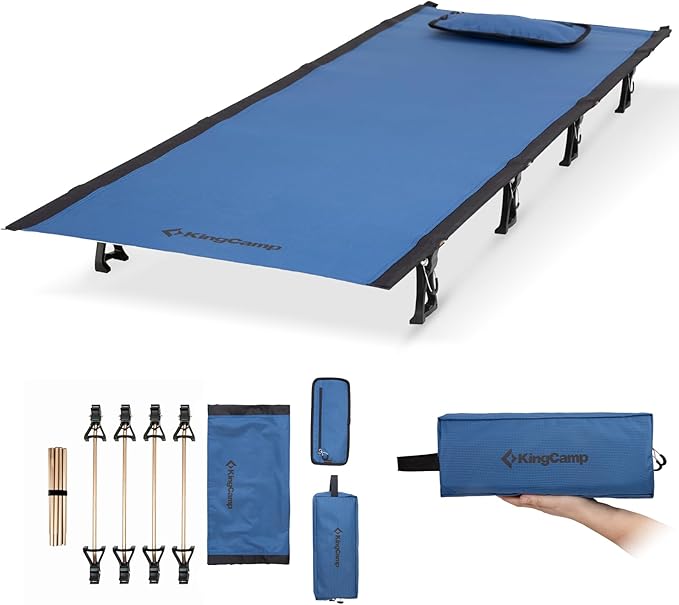 KingCamp Ultralight Camping Cot, Portable Folding Tent Camping Bed, Heavy Duty Sleeping Bed with Pillow for Adults Outdoor...
