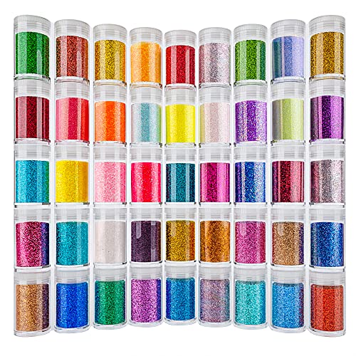 Ultra Fine Glitter 45 Colors Set, Holographic Glitter Powder for Tumblers, Arts and Craft Glitter, Iridescent Glitter for ...