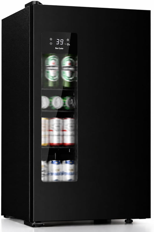 Kismile 3.2 Cu.Ft Beer Fridge, Auto Defrost Mini Fridge with Electronic Control, LCD Display and Adjustable Temperature for Home, Dorm, Office