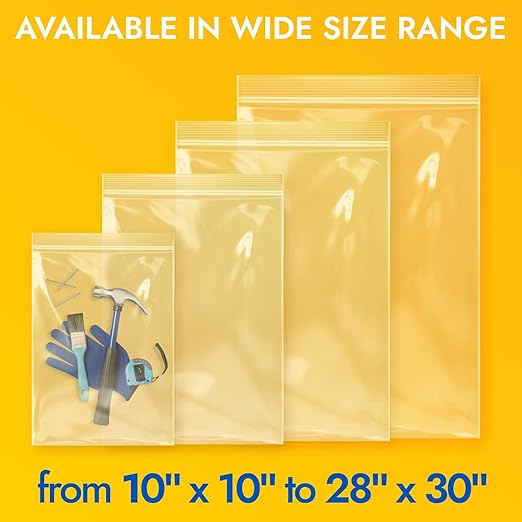 16" x 20" Extra Large Zip Seal Lock Bags, 6 Mil (Pack of 25) – Heavy-Duty Reclosable Plastic Bags – Clear, Resealable, Waterproof – For Storing Clothes, Jewelry, and Travel Items