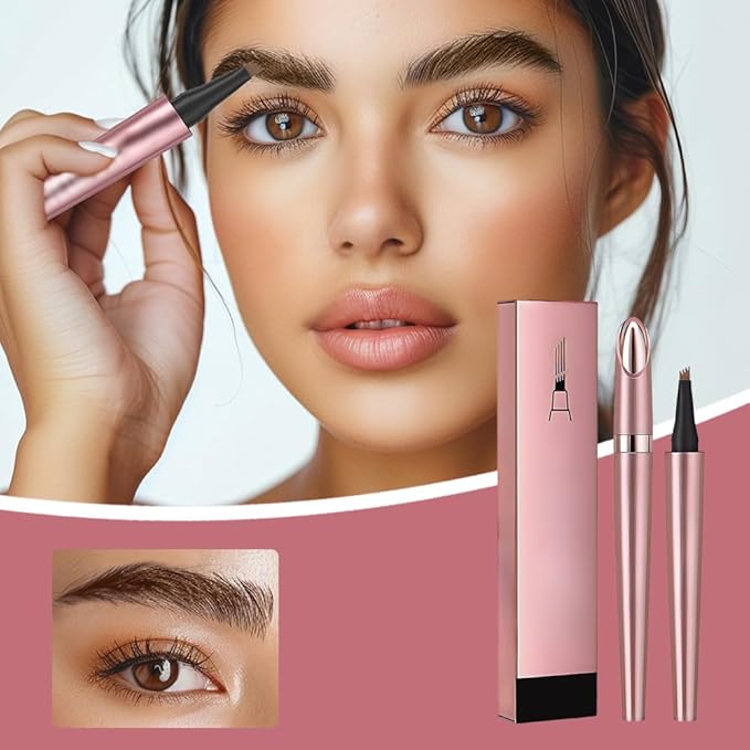 Microblading Eyebrow Pencil, 2026 New 3D Waterproof Eyebrow Pen, Four Tip Precision for Natural Gap Filling, Long-Lasting Eyebrow Makeup for Women (Gray, 1 PCS)