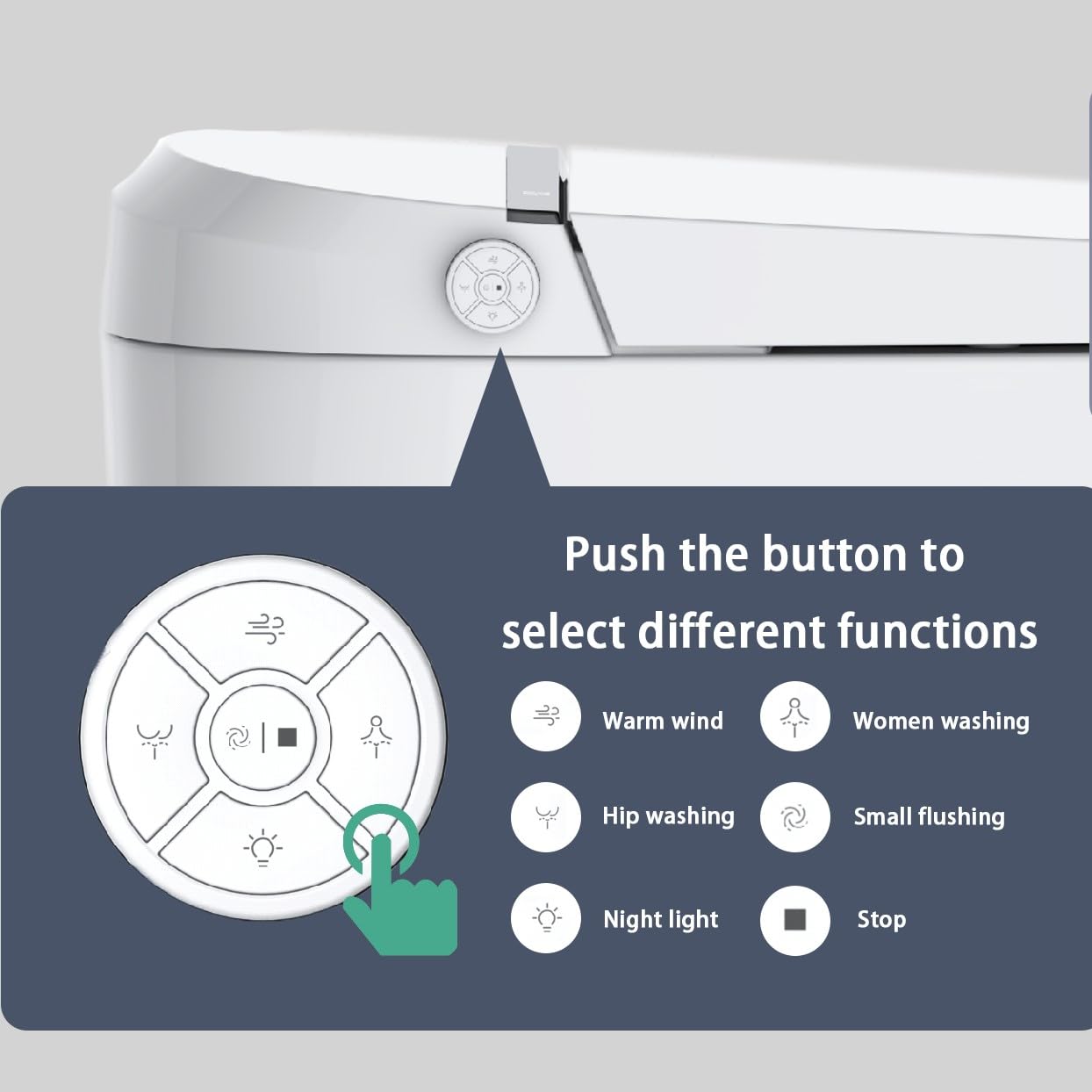 EIYHOME Smart Toilet,One Piece Toilet with Auto Open Close, Auto Flush, Foot Sensor Operation, Heated Seat，Warm Water & Dryer，Night Light，LED Display,White Remote Control