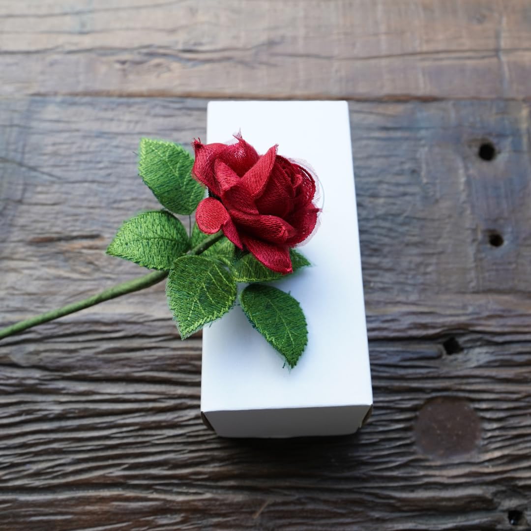 Camellia Bees Lace Rose 13th Anniversary Flower for her, 13 Years Wedding Anniversary, Handmade Flower Gifts for Wife Husband Couple (13th Lace)