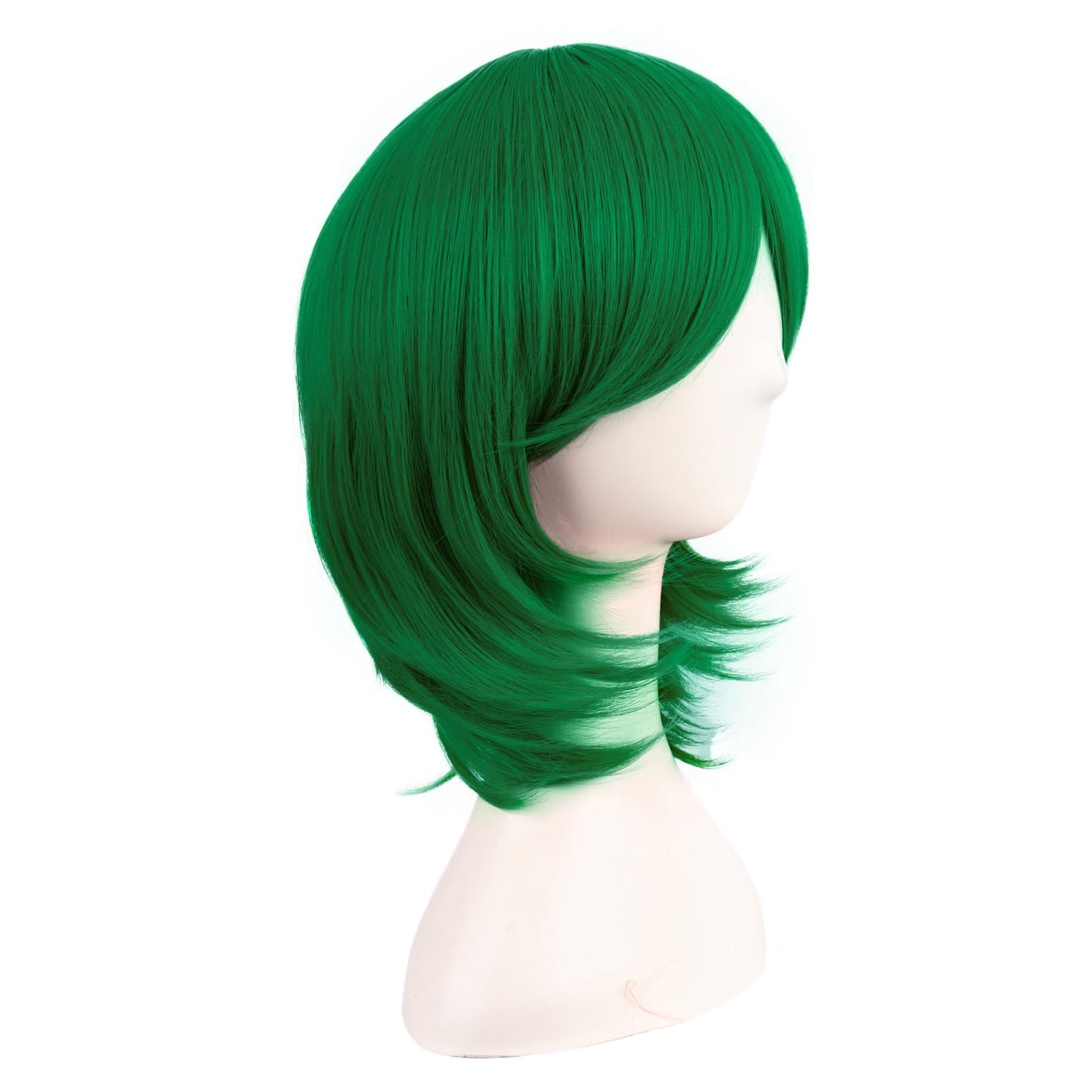 MapofBeauty 16 Inch/40 cm Short Side Bangs Synthetic Fiber Cosplay Layered Wig (Grass Green)