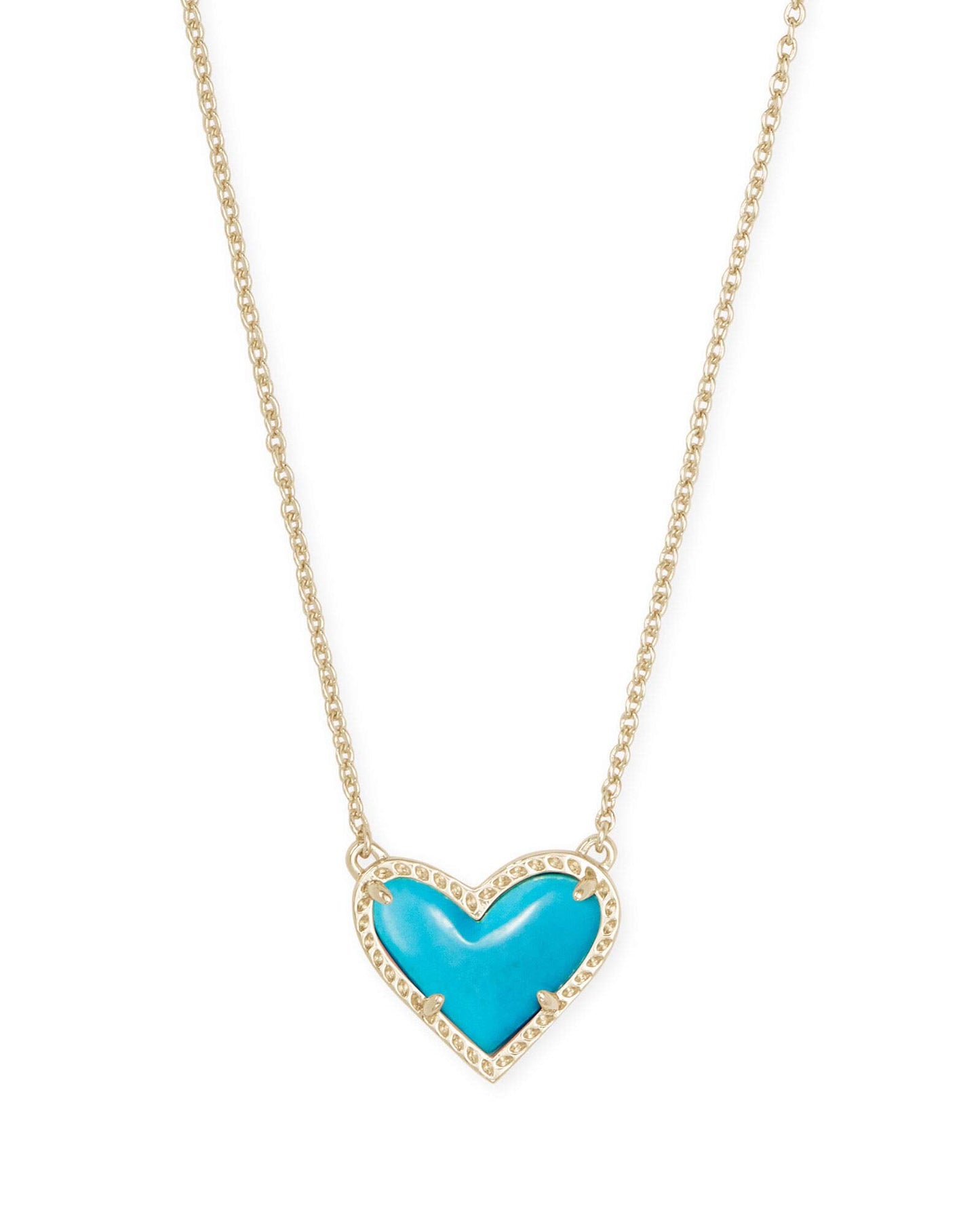 Kendra Scott Ari Heart Pendant Necklace for Women, Fashion Jewelry, 14k Gold-Plated, Turquoise Magnesite
