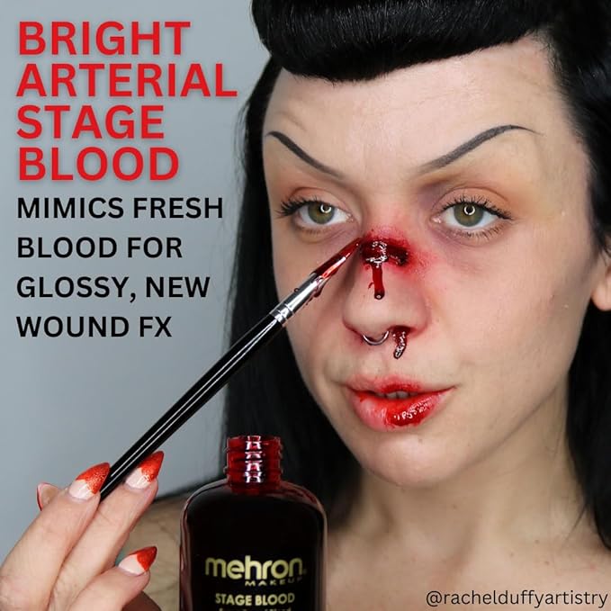 Mehron Makeup Stage Blood | Realistic For Halloween | Washable Fake Blood for Special FX, Stage & Screen, Halloween, & Cosplay (9 oz) (Bright Arterial)