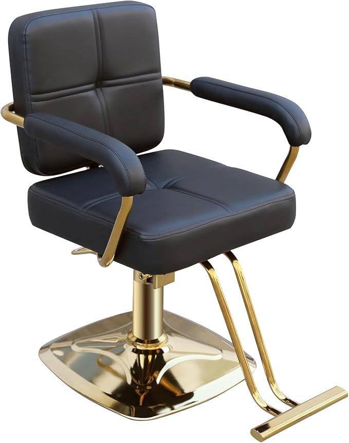 Stylist Chairs for Salon, 360 Degree Rotating Barber Chair Hydraulic Pump Salon Chair, Spa Beauty Equipment for Hair Stylists, Tattoo Artists, Cosmetologists (Gold)