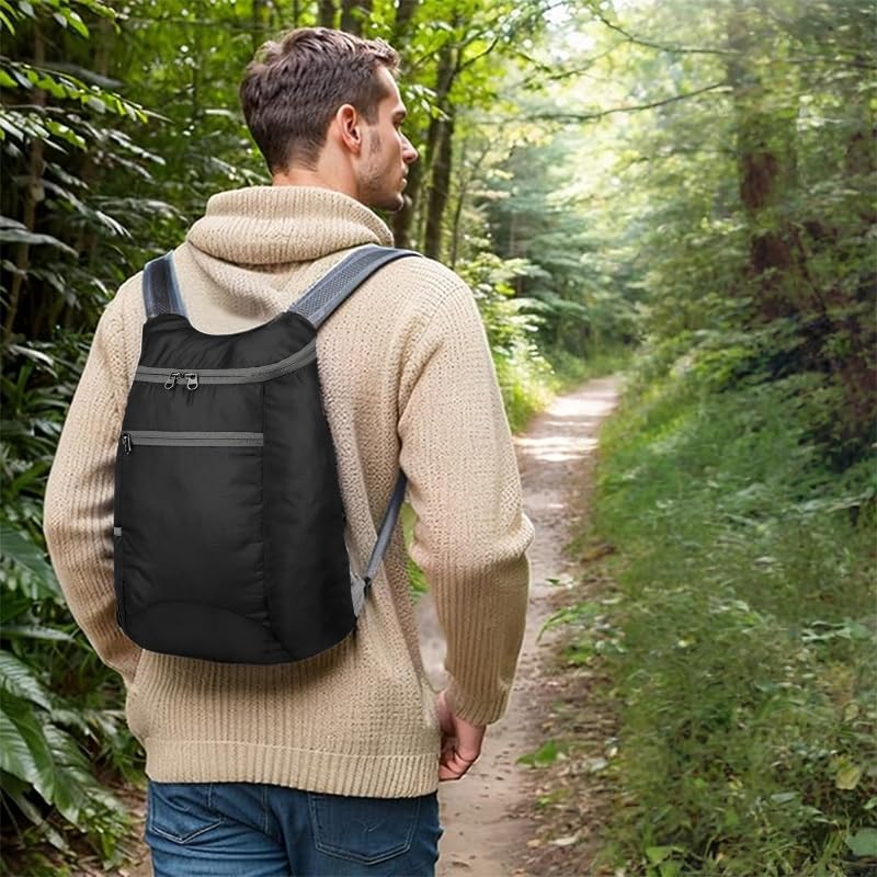 Packable Backpack for Men Women, 15L Waterproof Foldable Hiking Backpack with Breathable Shoulder Strap, Lightweight Outdo...