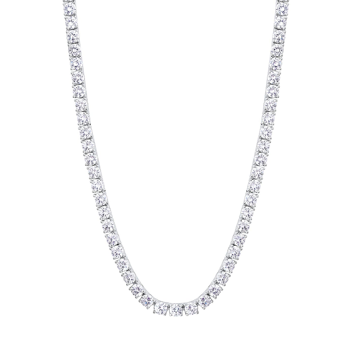 KRKC&CO Tennis Necklace Chain for Men, Luxury Anniversary Birthday Gift for Him, White Iced Out Prong-Setting 5A Cubic Zirconia Stones Hip Hop Rappers Jewelrys, 3mm 18in