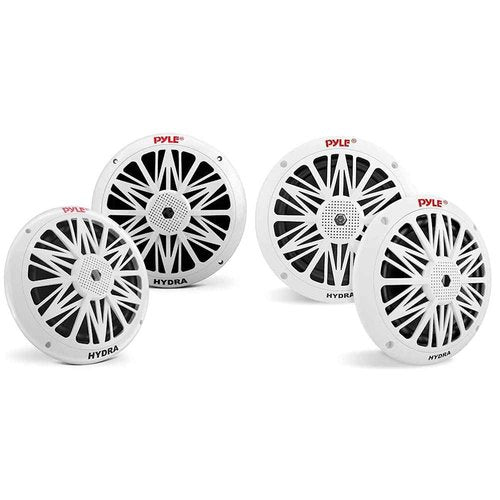 Pyle 8 Inch Dual Marine Speakers 10 Inch - 1 Pair (White) & 6.5 Inch Dual Marine Speakers (White)