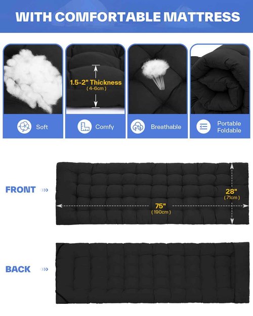 Sportneer Camping Cots for Adults: 1200D Double Layer Oxford Camping Cot with 2 Side Pockets - Heavy-Duty Comfort Cot Bed for Camping Travel Tent Day Outdoor & Home Guest, Ease of Setup