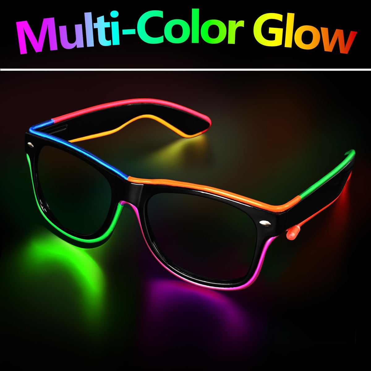 BouQuw 5 Pack Led Light Up Glasses Multi-Color - Glow in The Dark Party Supplies for Mardi Gras, Raves, Christmas,New year,Halloween & More Fit for Adult | 3 Lighting Modes(2xAA Not included)