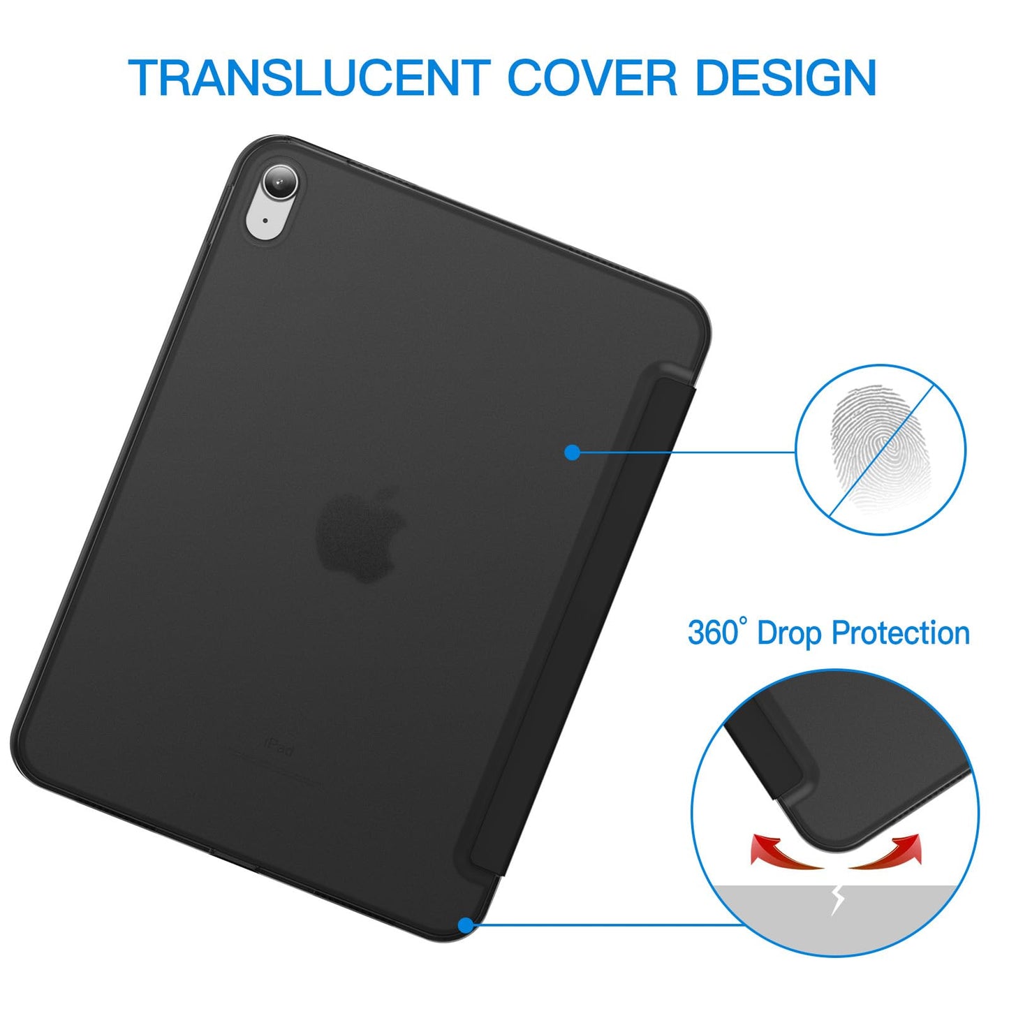 Jetech Case For Ipad (A16) 11Th/10Th Generation (2025/2022), Slim Stand Hard Back Shell Cover With Auto Wake/Sleep (Black)