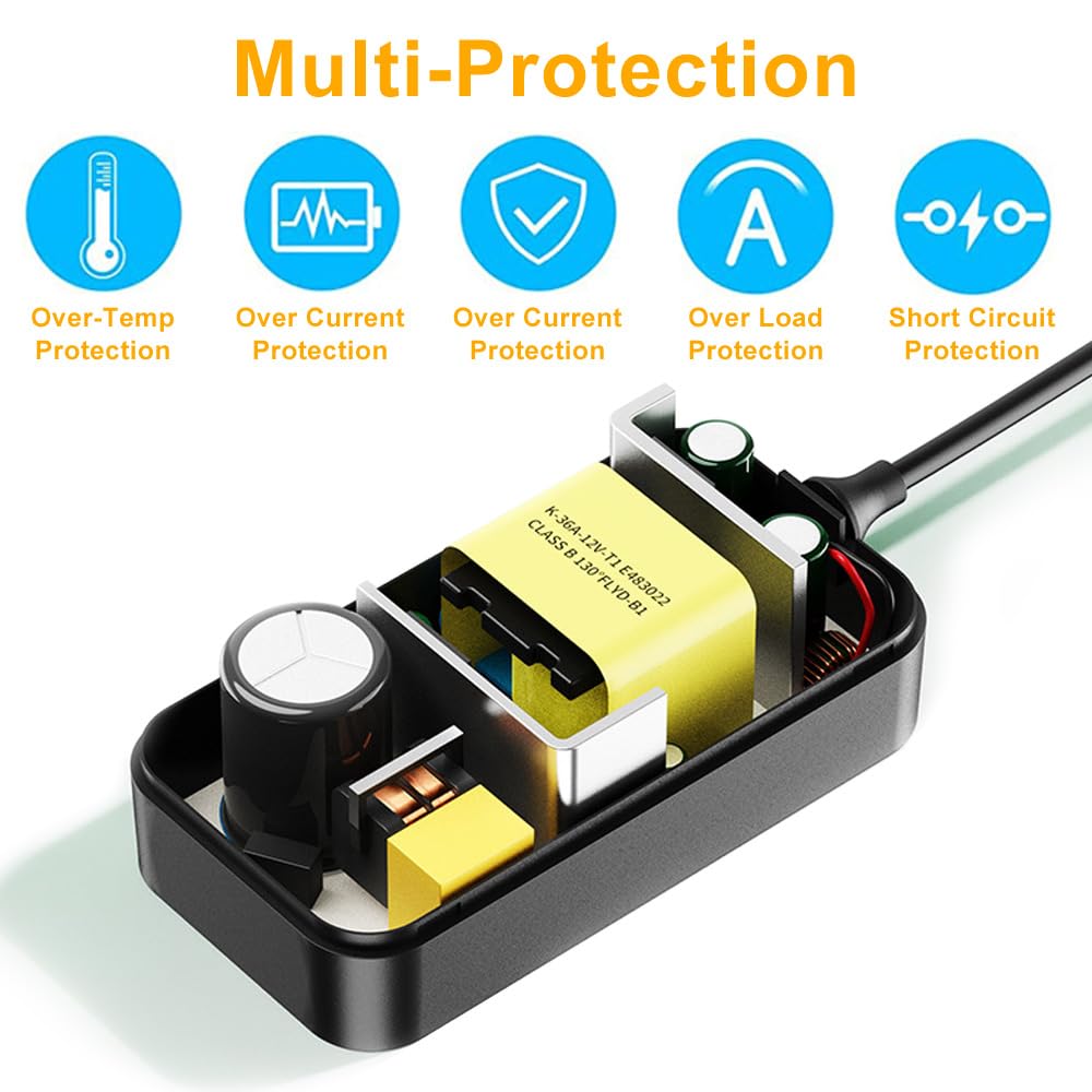 12V 2A Power Supply, AC 120V to DC12V 5.5x2.1mm Jack Converter, 12 Volt LED Driver 24W Adapter Transformer for Strip Lights, Surveillance Cameras, External HDD, Monitor, CCTV (Pack of 100)