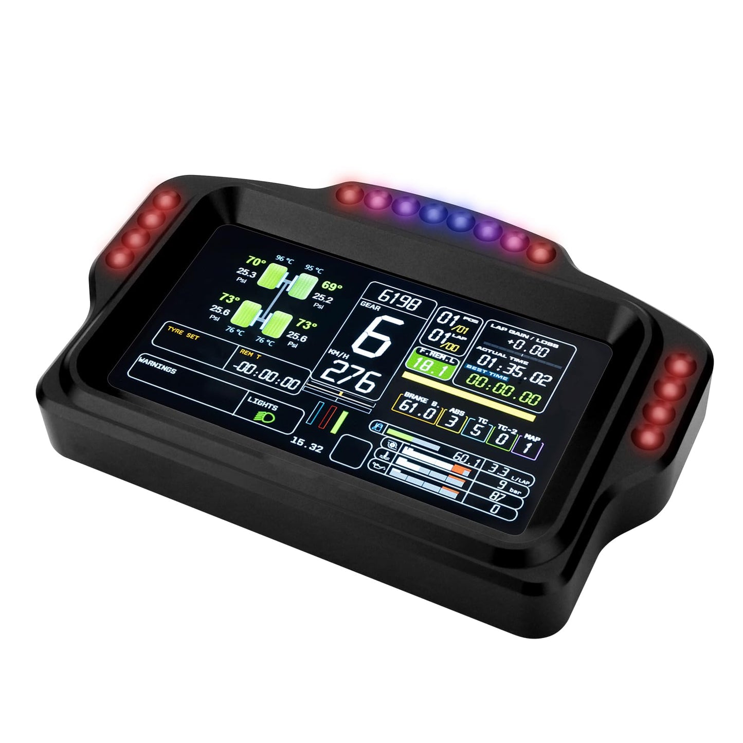 DV480 Pro V5 SimRacing Dashboard-DDU-Display Sim Racing Dash with 5" Screen & 16 RGB LEDs for Simulation Racing Games Accessories include Bracket for Wheel Base, Compatible with all DD bases