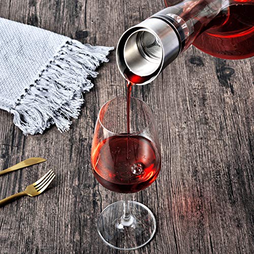Wine Decanter Built-in Aerator Pourer, Wine Carafe, Red Wine Decanter,100% Lead-free Crystal Glass, Wine Hand-held Aerato...