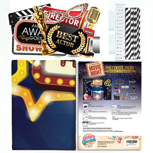 Hollywood - Movie Theme Photography Backdrop and Studio Props DIY Kit. Great as Dress-up and Awards Night Ceremony Photo B...