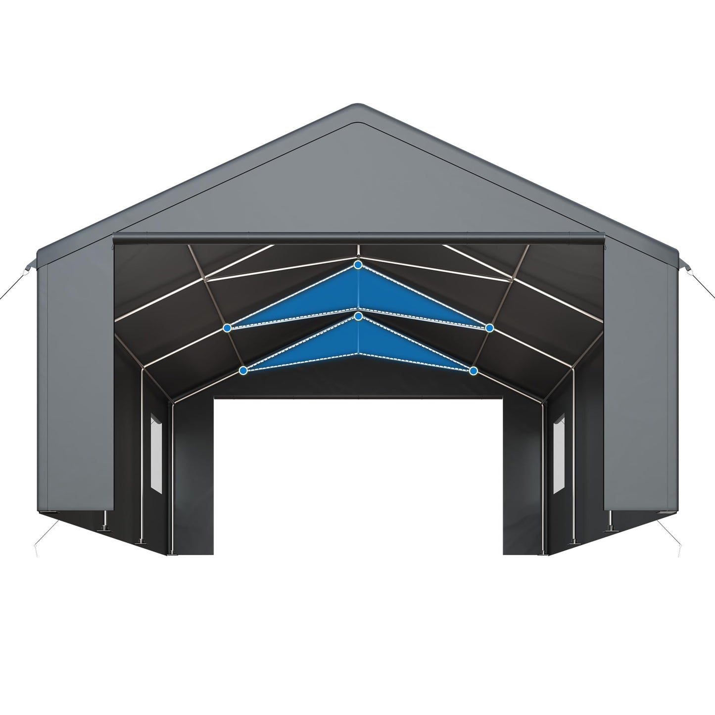 Polar Aurora Carport 20x20 FT, Heavy Duty Car Port Canopy, with 2 Side-Opening Door & Roll-Up Windows, Outdoor Portable Garage for Car, Truck, Boat, Motorcycle