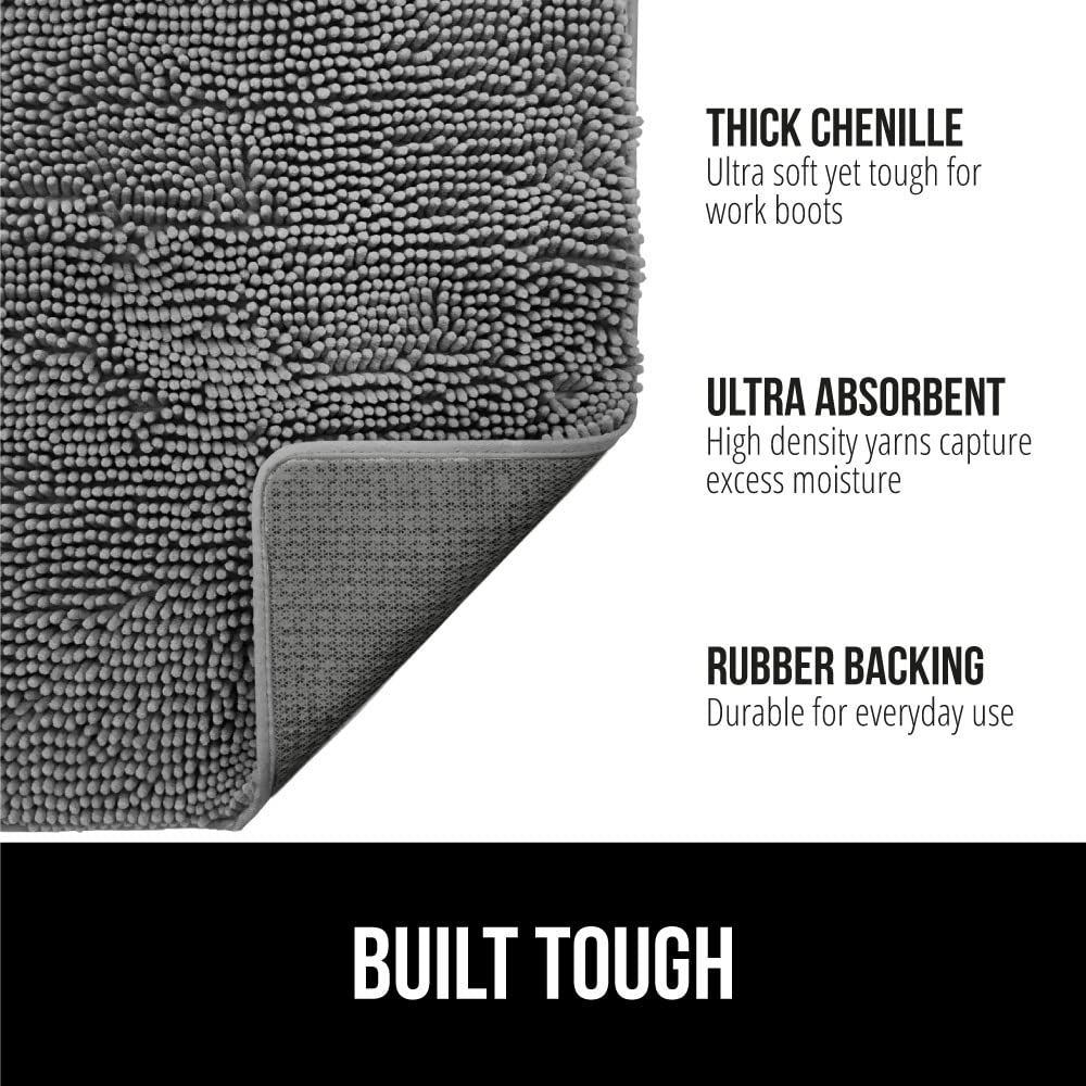 GORILLA GRIP Dog Doormat, Absorbent Doormats for Muddy Dogs Paws, Machine Washable Soakstopper Rugs, Cleaner Floors, US Designed Pet Bed Door Mat, Indoor Entrance Pets Rug, Mats 24x17 Gray