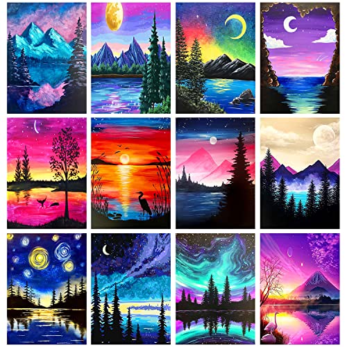 TINY FUN 12 Pack Diamond Painting Kits for Adults 5D Diamond Art Kit Paint by Number for Beginners, DIY Paint with Round F...
