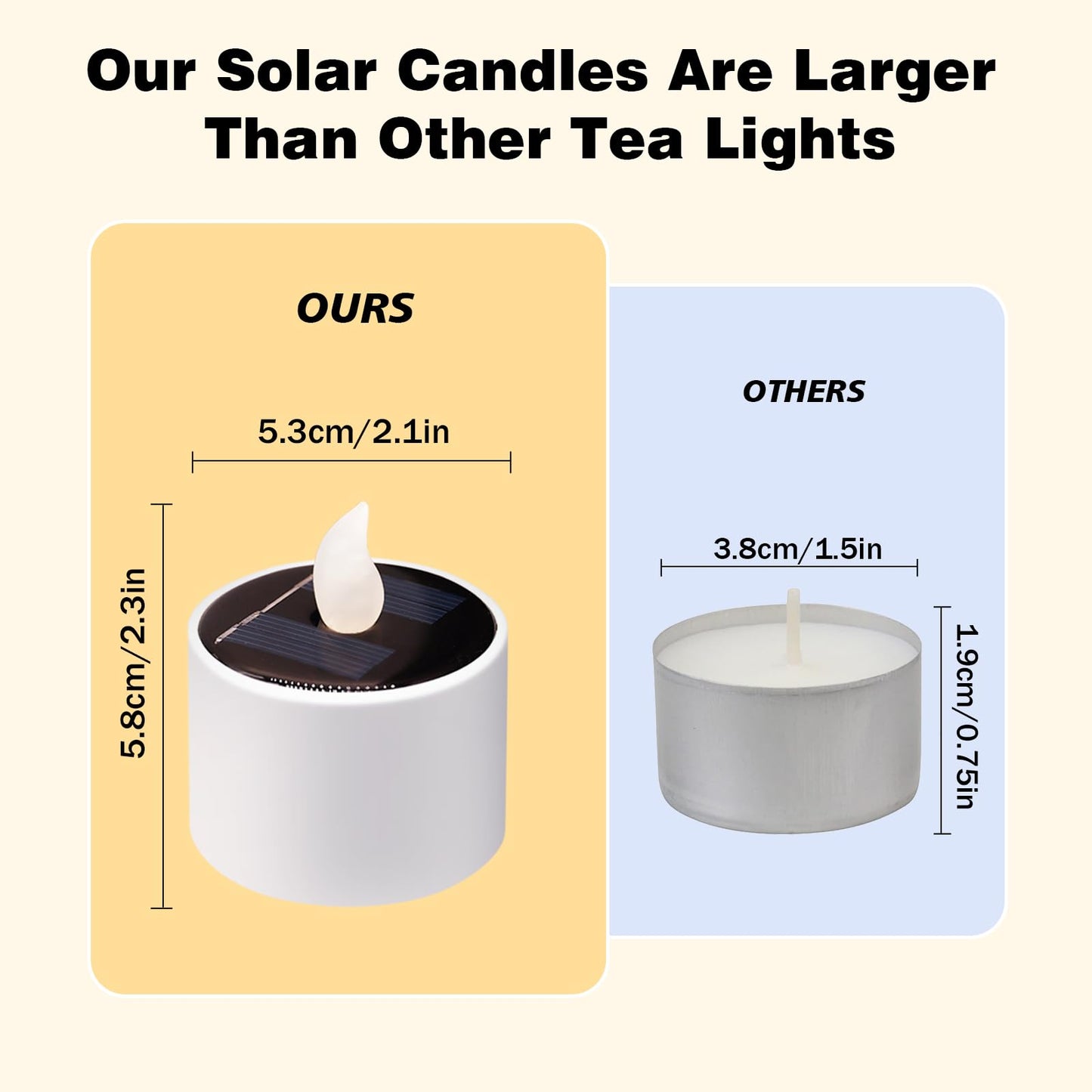 Solar Tea Lights Outdoor - 8 Pack Waterproof Rechargeable Dusk To Dawn Outdoor Lighting Flameless Flicker Reusable Led Solar Can