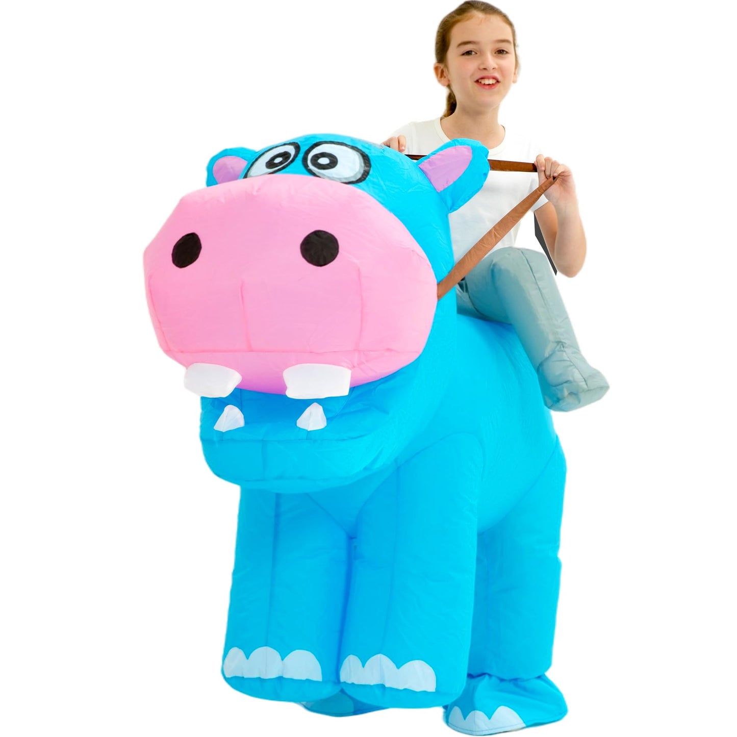 One Casa Blow Up Party Costume,Inflatable Costumes for Kids,Riding Hippo Costume,Halloween Costumes for Girls Boys (4-6YRS)