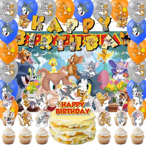 42pcs Tom and Jerrys Birthday Party Decoration include Napkins,Plates, for Tom and Jerrys Birthday party Supplies (yellow14)
