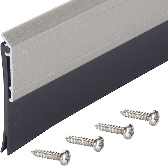 M-D Building Products 48996 All-Season Door Sweep, Heavy Duty Aluminum and Vinyl, Ideal for Residential & Commercial Use, Easy Installation, Ensure Comfort and Save Energy (36 Inch, Satin Nickel)