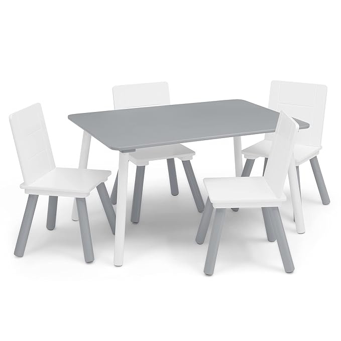 Delta Children Kids Table and Chair Set (4 Chairs Included) - Ideal for Arts & Crafts, Snack Time, Homeschooling, Homework...