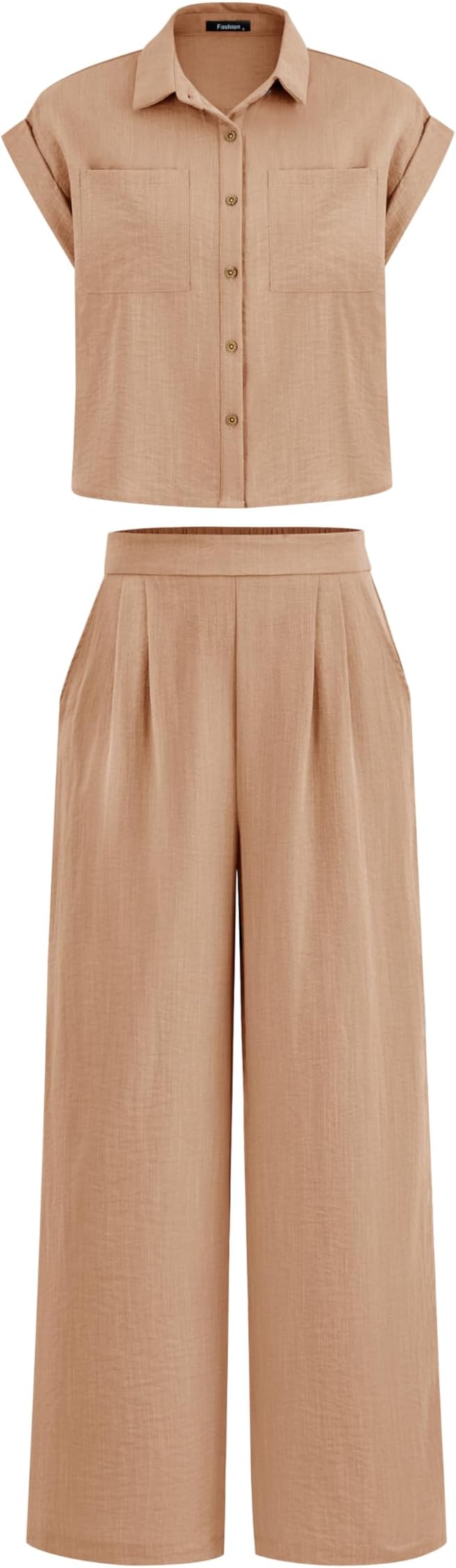 PRETTYGARDEN Womens 2 Piece sets Summer Cap Sleeve Tops Palazzo Pants Dressy Casual Vacation Travel Outfits Tracksuits