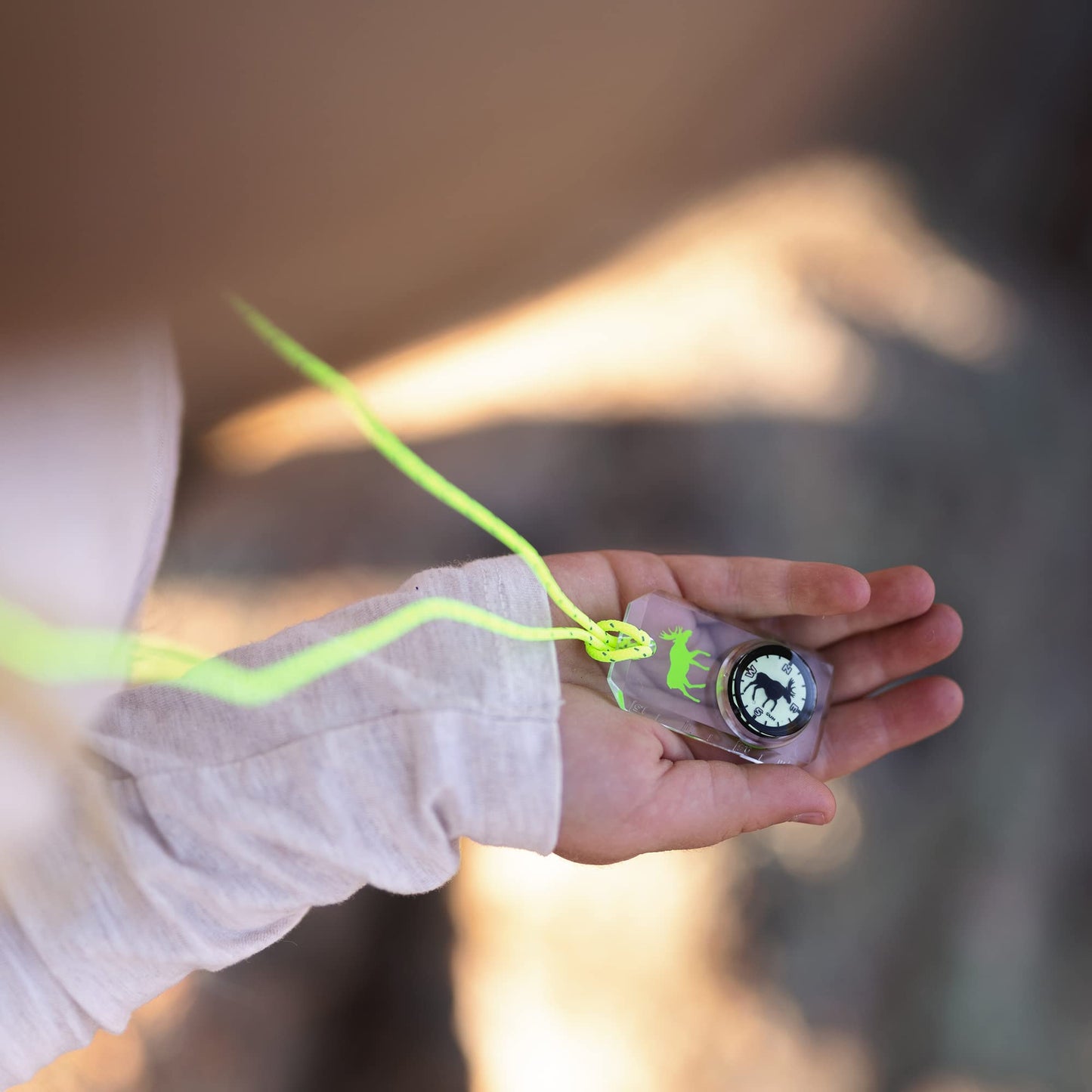 Sun Company Wildlife Compass For Kids - Childrens Compasses For Camping, Hiking, And Exploring | Break-Away Neon Lanyard (Blue