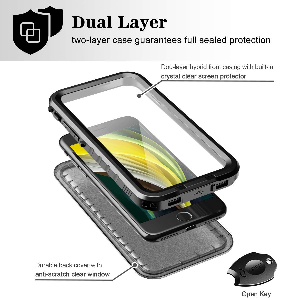 Sportlink Waterproof Case For Iphone Se 3Rd 2022/Iphone Se 2Nd 2020/Iphone 7/8 - Full Body Shockproof Dustproof Phone Screen Pro