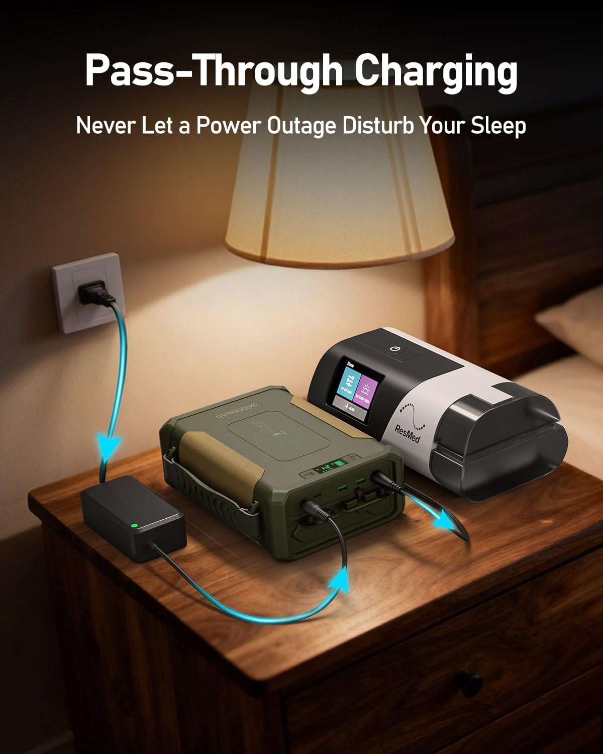 EASYLONGER ES960 CPAP Battery Backup, 297.6Wh High-Capacity Power Supply (Exceeds Airline Limit), for AirSense 11/10, AirCurve10/11, AirMini, DreamStation/2 – Emergency Home, Camping & Outdoor Use