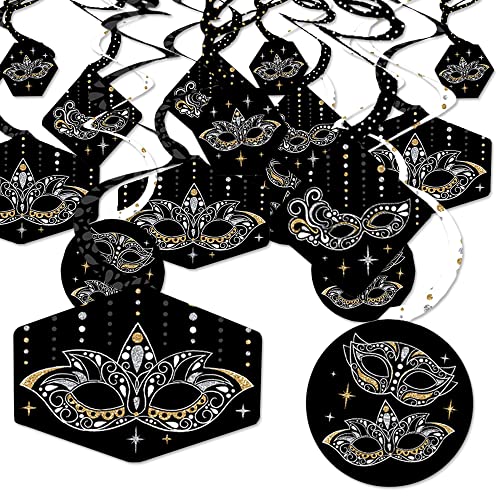 Big Dot of Happiness Masquerade - Venetian Mask Party Hanging Decor - Party Decoration Swirls - Set of 40