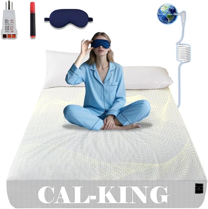 NAGS® Grounding Sheets,Grounding Bedding Sheet, Soft Cotton with Pure Silver Fitted Grounded Sheet for Improved Sleep,Pain Relief (White, California King,72 * 84 * 13.5inch)