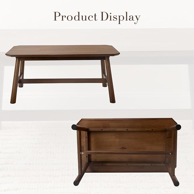 HEAH-YO 35.5” Coffee Table, Rectangle Coffee Tables with Wood Legs for Living Room Bedroom, Walnut Color