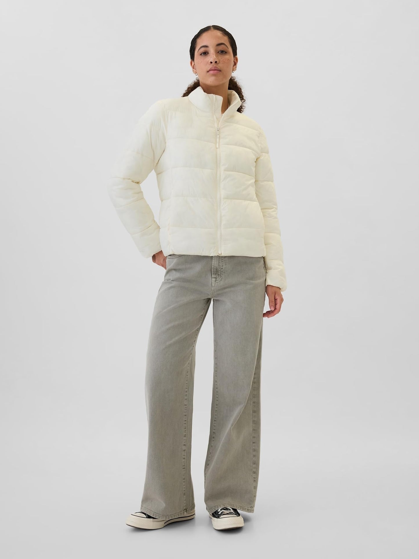 GAP Womens Logo Lightweight Puffer Jacket Birch L