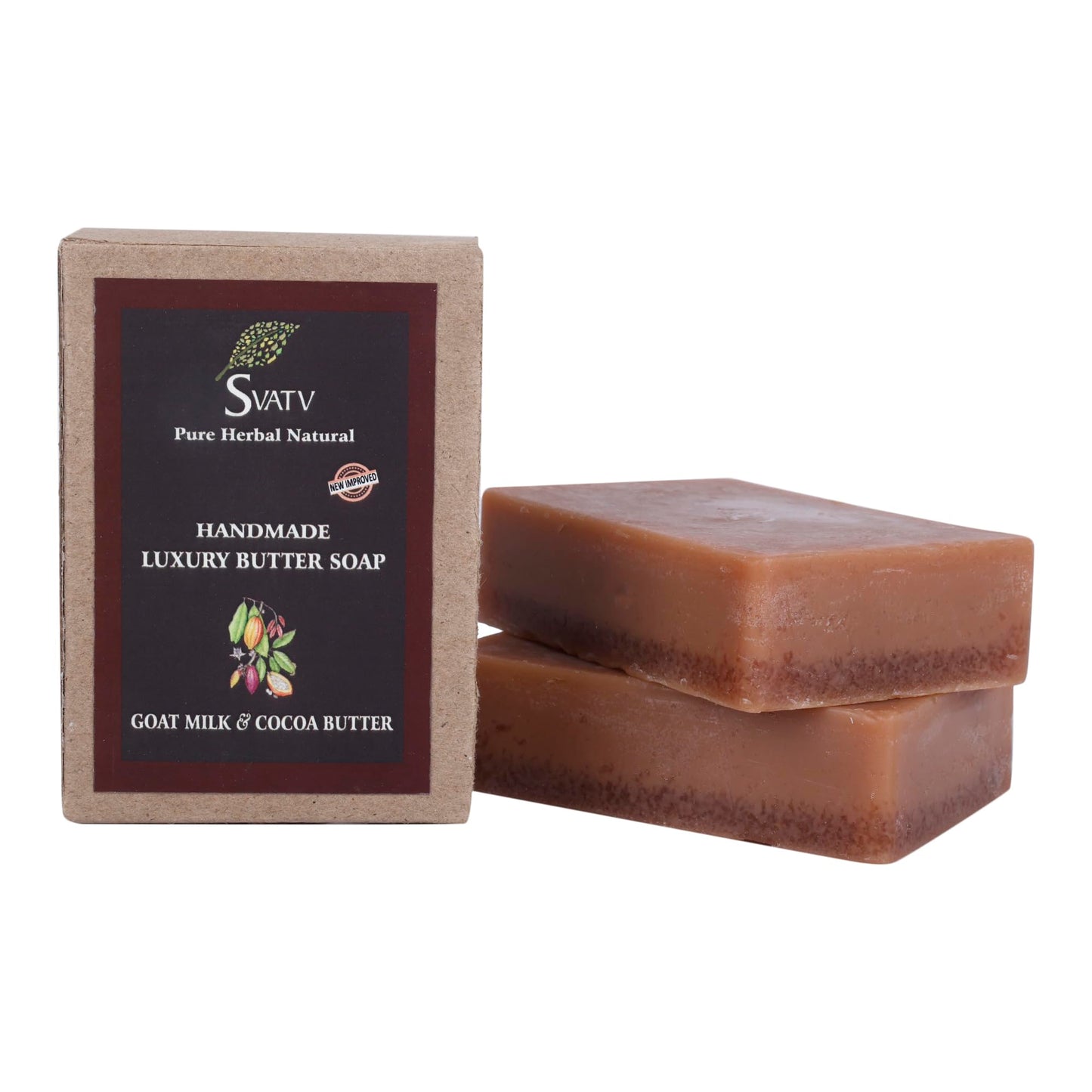 SVATV Handcrafted Soap With Natural, Soothing Herbs Of GOAT MILK & COCOA BUTTER For Men And Women - Exfoliating Bar, Traditional
