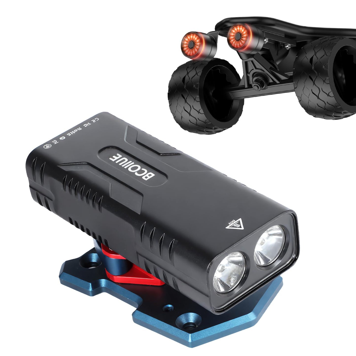 Electric Skateboard Lights and Smart Tail Lights,3000 Lumen 10000 mAh Running time 70H Long Battery,All Aluminum Heavy Duty led Skateboard Headlight with Quick-Release mounting Base